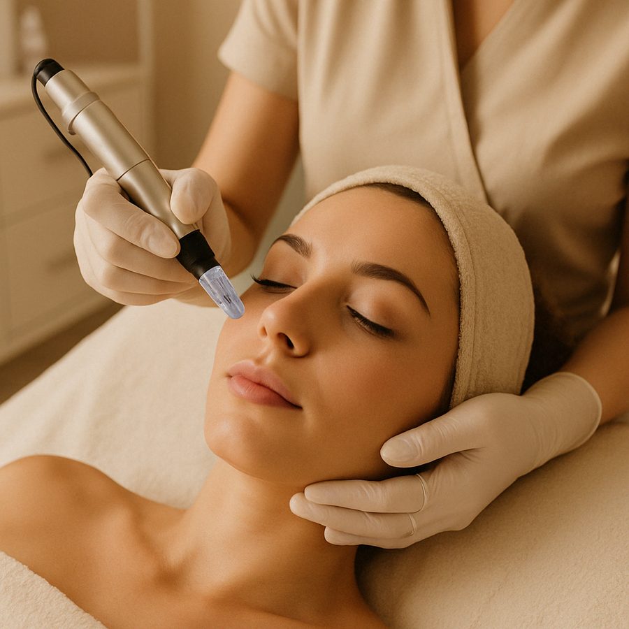 Microneedling-Behandlung im Gesicht